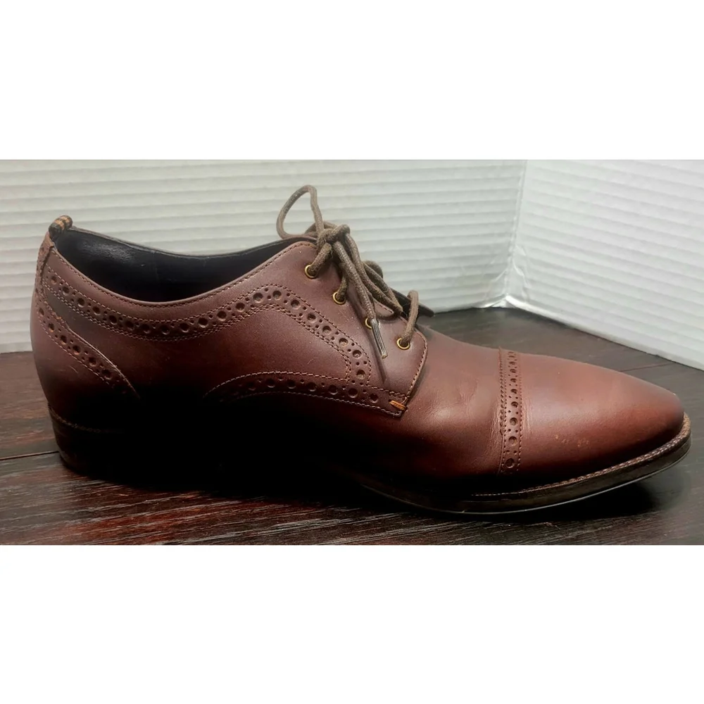 Cole Haan Grand 360 Men Brown Leather Cap Toe Oxford Lace Up Dress Shoe 9.5 M